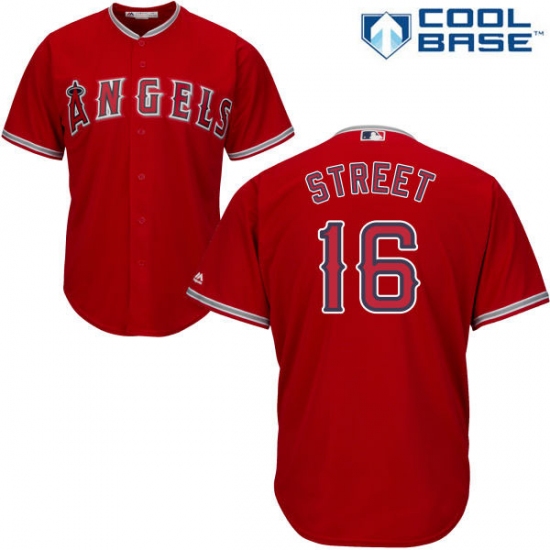 Men's Majestic Los Angeles Angels of Anaheim #16 Huston Street Replica Red Alternate Cool Base MLB Jersey - Ujersey