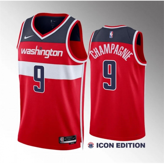 Men's Washington Wizards #9 Justin Champagnie Red Icon Edition Stitched Basketball Jersey - Ujersey