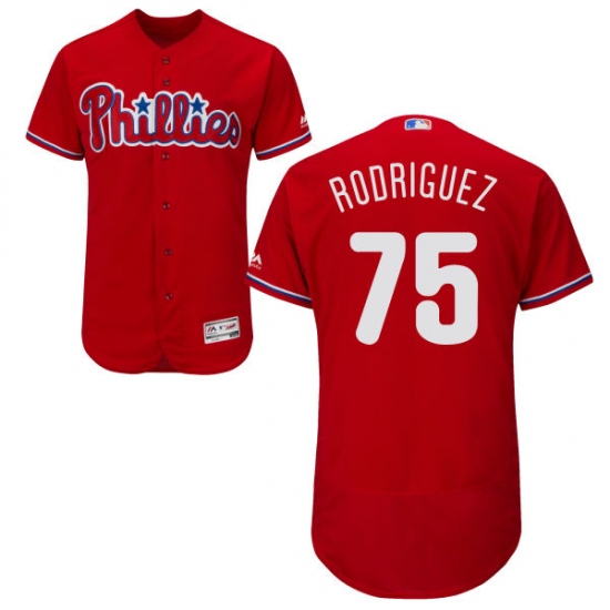 Men's Majestic Philadelphia Phillies #75 Francisco Rodriguez Red Alternate Flex Base Authentic Collection MLB Jersey - Ujersey