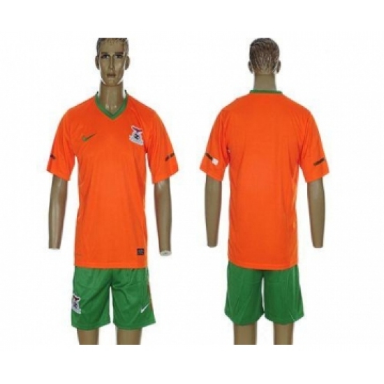 Zambia Blank 2012 2013 Orange Home Soccer Country Jersey