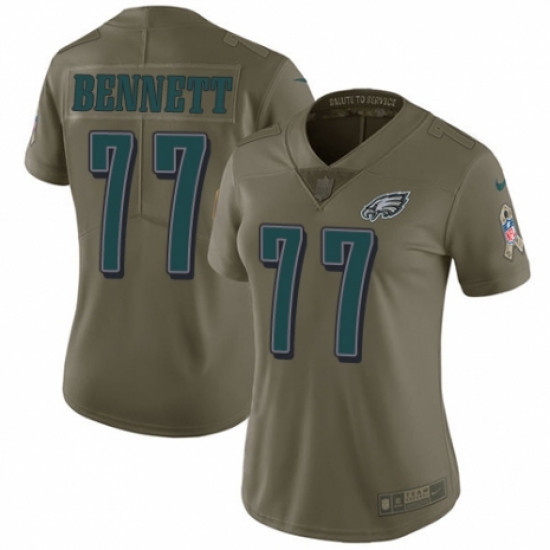 Women's Nike Philadelphia Eagles #77 Michael Bennett Limited Olive 2017 Salute to Service NFL Jersey - Ujersey