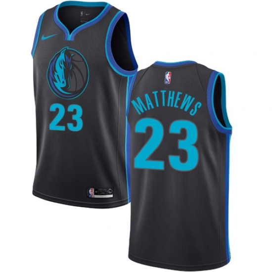 Men's Nike Dallas Mavericks #23 Wesley Matthews Swingman Charcoal NBA Jersey - City Edition - Ujersey