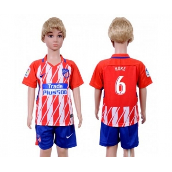 Atletico Madrid #6 Koke Home Kid Soccer Club Jersey
