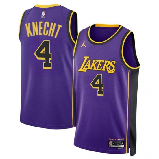 Men's Los Angeles Lakers #4 Dalton Knecht Purple 2024 Draft Statement Edition Stitched Basketball Jersey - Ujersey