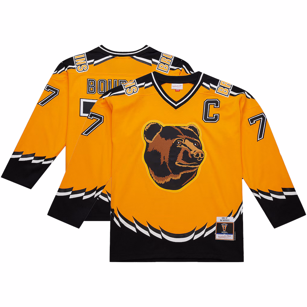 Men's Boston Bruins Ray Bourque Mitchell & Ness Gold Big & Tall 1996-97 Blue Line 2.0 Jersey - ujerseystore