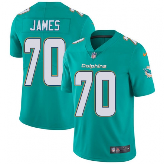 Men's Nike Miami Dolphins #70 Ja'Wuan James Aqua Green Team Color Vapor Untouchable Limited Player NFL Jersey - Ujersey