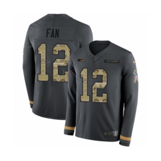 Youth Nike Seattle Seahawks 12th Fan Limited Black Salute to Service Therma Long Sleeve NFL Jersey - Ujersey