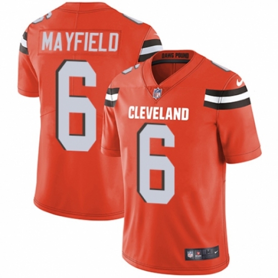 Youth Nike Cleveland Browns #6 Baker Mayfield Orange Alternate Vapor Untouchable Limited Player NFL Jersey - Ujersey