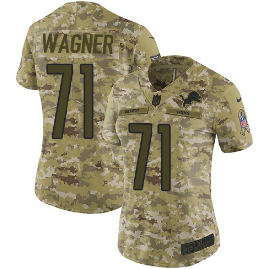 Women's Nike Detroit Lions #71 Ricky Wagner Limited Camo 2018 Salute to Service NFL Jersey - Ujersey