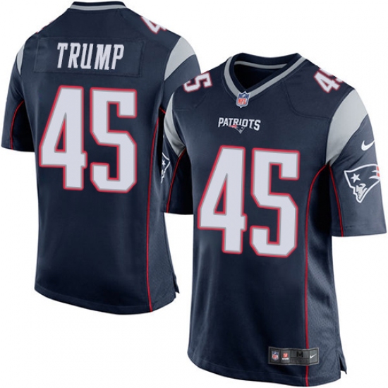 Men's Nike New England Patriots #45 Donald Trump Game Navy Blue Team Color NFL Jersey - Ujersey
