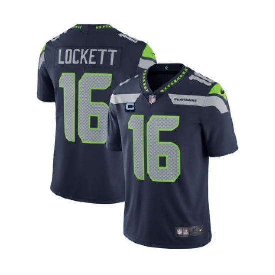 Men's Seattle Seahawks 2022 #16 Tyler Lockett Navy With 1-star C Patch Vapor Untouchable Limited Stitched NFL Jersey - Ujersey