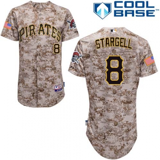 Men's Majestic Pittsburgh Pirates #8 Willie Stargell Authentic Camo Alternate Cool Base MLB Jersey - Ujersey