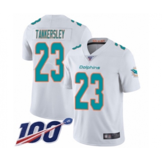 Men's Miami Dolphins #23 Cordrea Tankersley White Vapor Untouchable Limited Player 100th Season Football Jersey - Ujersey