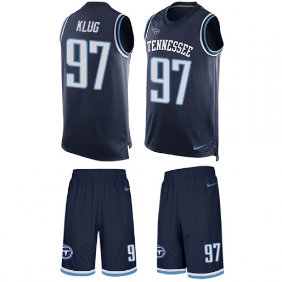 Men's Nike Tennessee Titans #97 Karl Klug Limited Navy Blue Tank Top Suit NFL Jersey - Ujersey