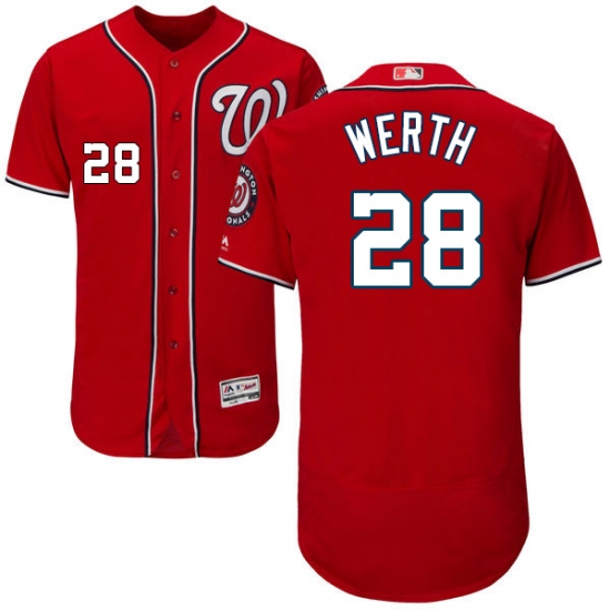 Men's Majestic Washington Nationals #28 Jayson Werth Red Alternate Flex Base Authentic Collection MLB Jersey - Ujersey