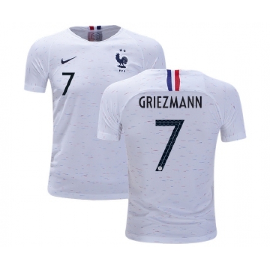 France #7 Griezmann Away Kid Soccer Country Jersey