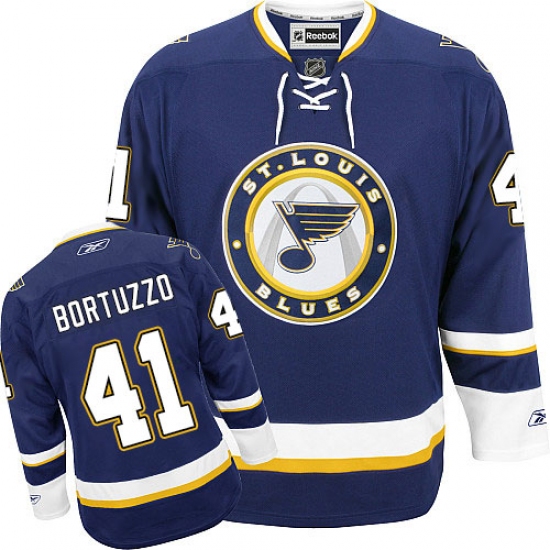 Men's Reebok St. Louis Blues #41 Robert Bortuzzo Premier Navy Blue Third NHL Jersey - Ujersey