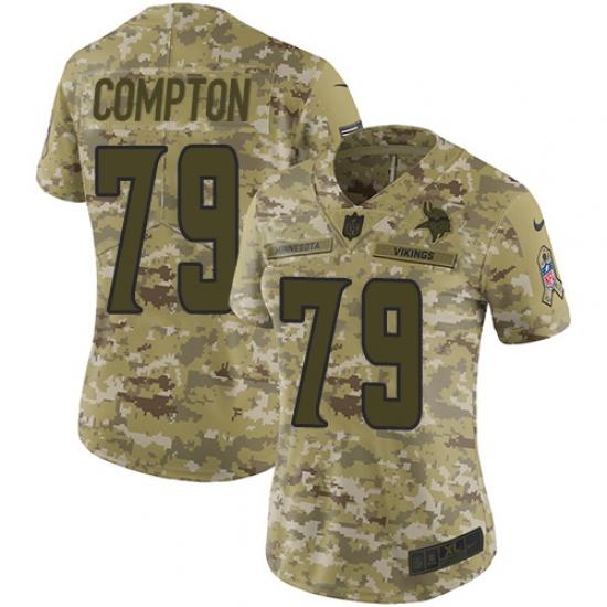 Women's Nike Minnesota Vikings #79 Tom Compton Limited Camo 2018 Salute to Service NFL Jersey - Ujersey