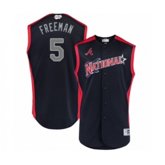 Men's Atlanta Braves #5 Freddie Freeman Authentic Navy Blue National League 2019 Baseball All-Star Jersey - Ujersey