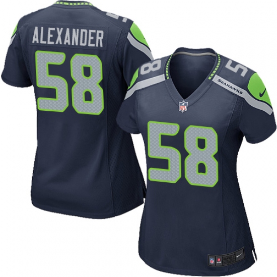 Women's Nike Seattle Seahawks #58 D.J. Alexander Game Navy Blue Team Color NFL Jersey - Ujersey