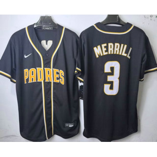 Men's San Diego Padres #3 Jackson Merrill 2026 Black Fashion Cool Base Jersey - Ujersey