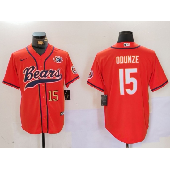 Men's Chicago Bears #15 Rome Odunze Orange Throwback With Cool Base Stitched Baseball Jerseys - Ujersey