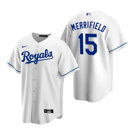 Men's Nike Kansas City Royals #15 Whit Merrifield White Home Stitched Baseball Jersey - Ujersey