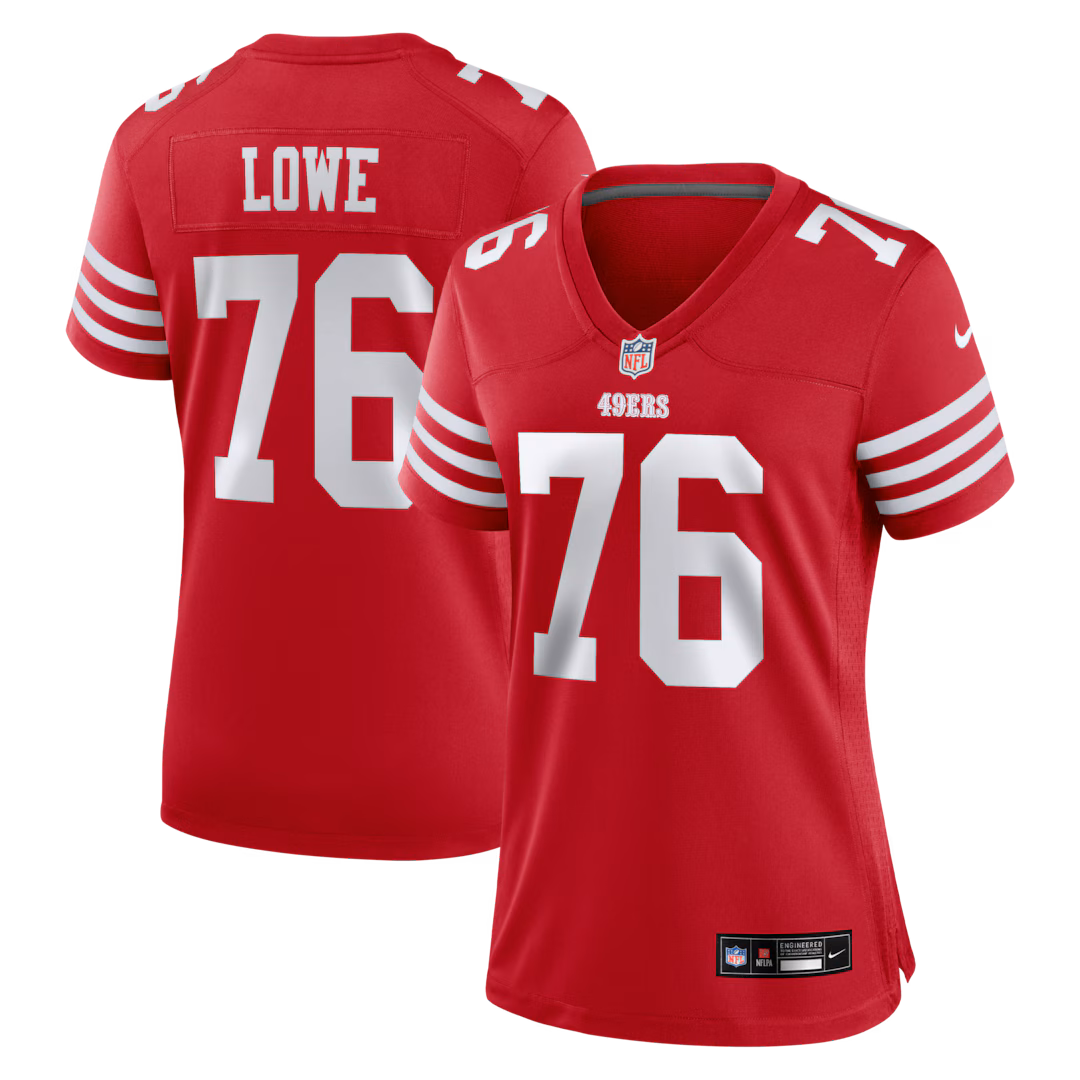 Women's San Francisco 49ers Vederian Lowe Nike Scarlet Team Game Jersey