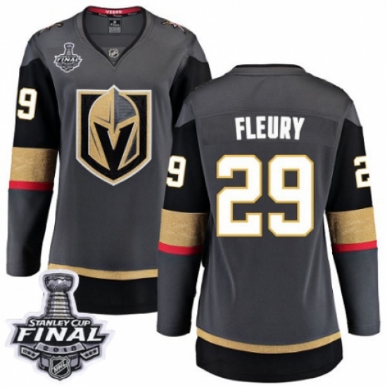 Women's Vegas Golden Knights #29 Marc-Andre Fleury Authentic Black Home Fanatics Branded Breakaway 2018 Stanley Cup Final NHL Jersey - Ujersey