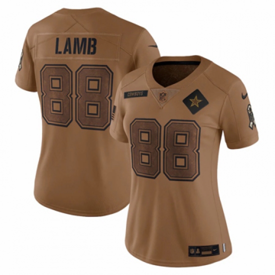 Women's Dallas Cowboys #88 CeeDee Lamb Nike Brown 2023 Salute To Service Limited Jersey - Ujersey