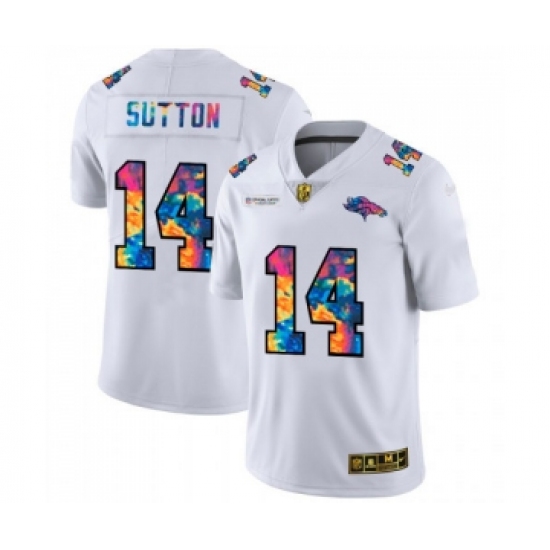 Men's Denver Broncos #14 Courtland Sutton White 2020 Crucial Catch Limited Stitched Jersey - Ujersey
