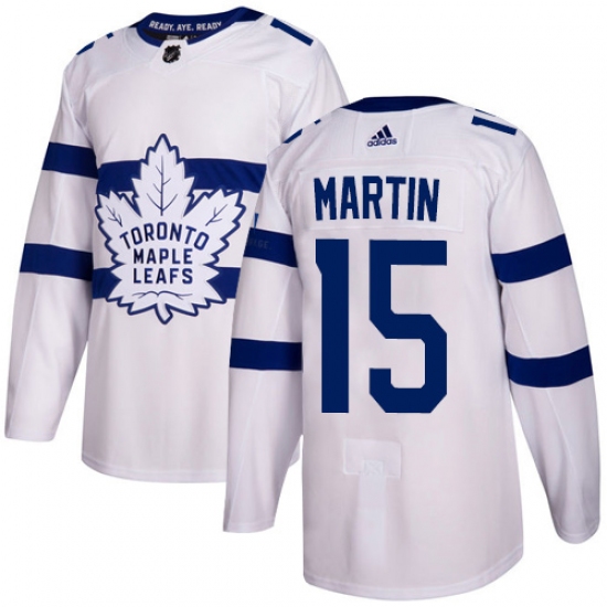 Youth Adidas Toronto Maple Leafs #15 Matt Martin Authentic White 2018 Stadium Series NHL Jersey - Ujersey