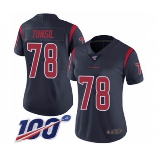 Women's Houston Texans #78 Laremy Tunsil Limited Navy Blue Rush Vapor Untouchable 100th Season Football Jersey - Ujersey