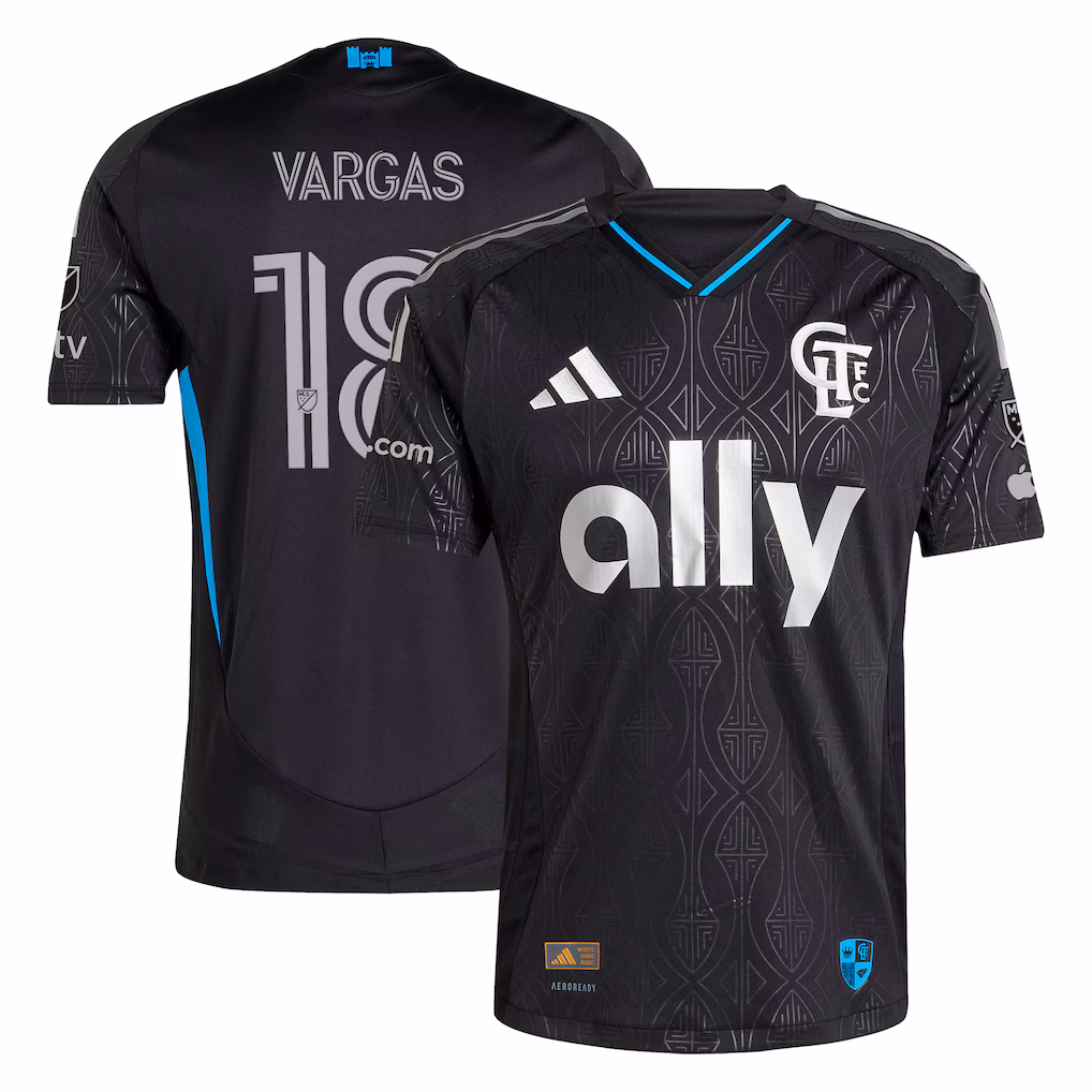 Men's Charlotte FC Kerwin Vargas adidas Black 2025 Fortress Kit On-Field Authentic Jersey - Ujersey NHL