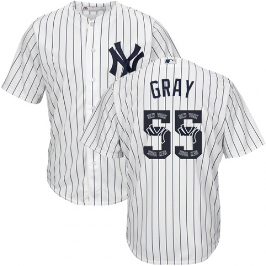 Men's Majestic New York Yankees #55 Sonny Gray Authentic White Team Logo Fashion MLB Jersey - Ujersey