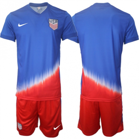 Men's American Team Custom 2024-25 Royal Away Soccer Jersey Suit - Ujersey