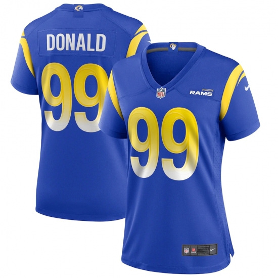 Women's Los Angeles Rams #99 Aaron Donald Blue Nike Royal Game Jersey.webp