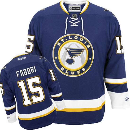 Men's Reebok St. Louis Blues #15 Robby Fabbri Premier Navy Blue Third NHL Jersey - Ujersey