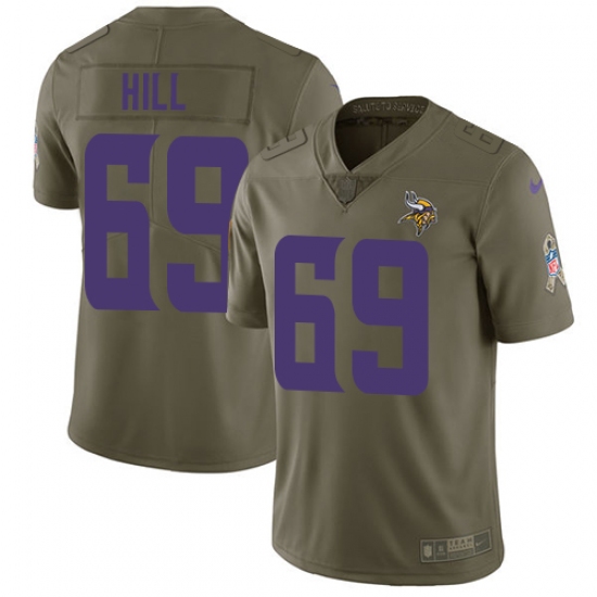 Men's Nike Minnesota Vikings #69 Rashod Hill Limited Olive 2017 Salute to Service NFL Jersey - Ujersey