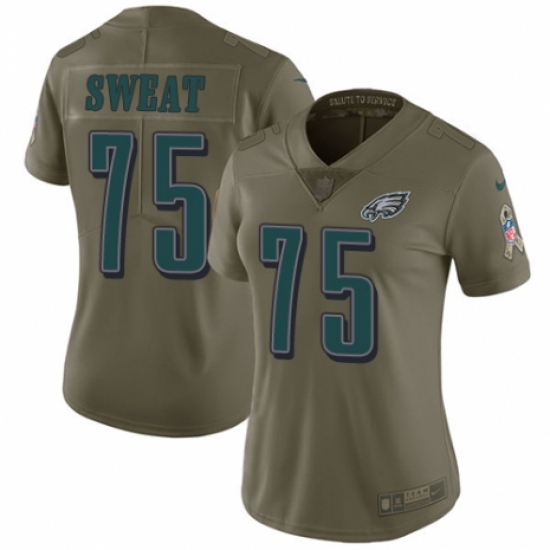 Women's Nike Philadelphia Eagles #75 Josh Sweat Limited Olive 2017 Salute to Service NFL Jersey - Ujersey