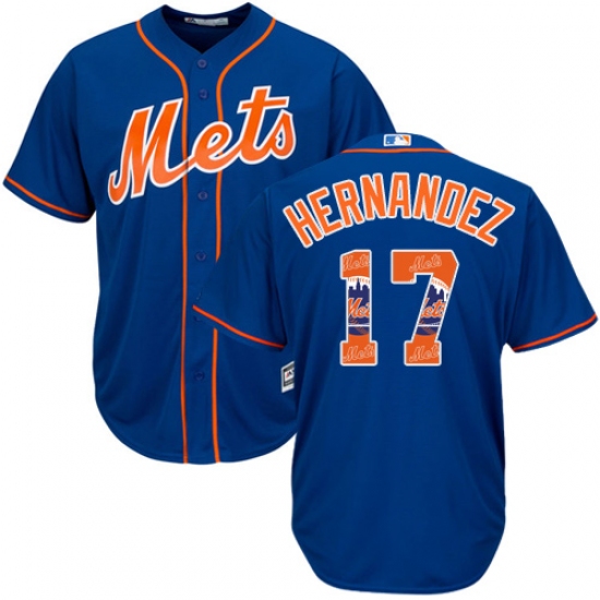 Men's Majestic New York Mets #17 Keith Hernandez Authentic Royal Blue Team Logo Fashion Cool Base MLB Jersey - Ujersey