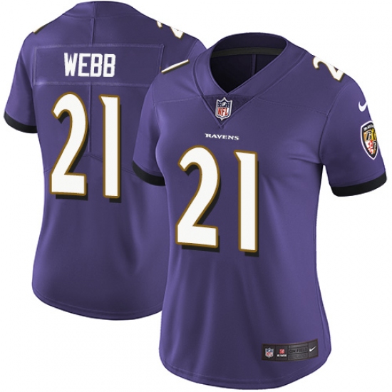 Women's Nike Baltimore Ravens #21 Lardarius Webb Purple Team Color Vapor Untouchable Limited Player NFL Jersey - Ujersey