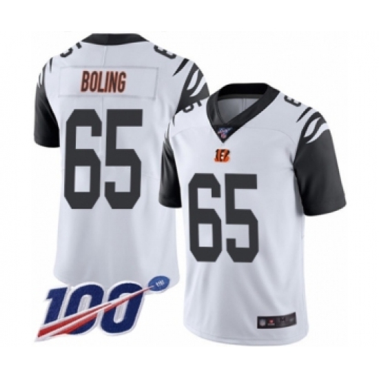 Men's Cincinnati Bengals #65 Clint Boling Limited White Rush Vapor Untouchable 100th Season Football Jersey - Ujersey