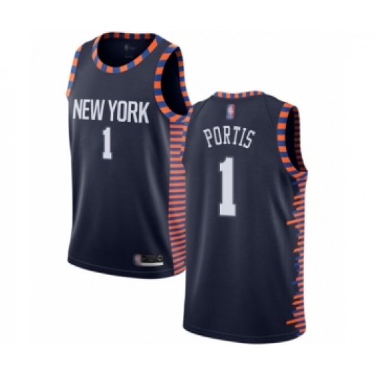 Women's New York Knicks #1 Bobby Portis Swingman Navy Blue Basketball Jersey - 2018 19 City Edition - Ujersey