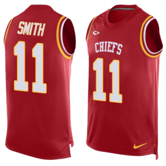 Men's Nike Kansas City Chiefs #11 Alex Smith Limited Red Player Name & Number Tank Top NFL Jersey - Ujersey