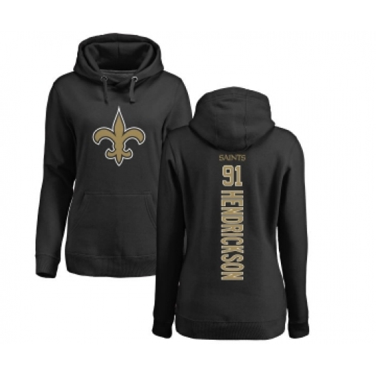 Football Women's New Orleans Saints #91 Trey Hendrickson Black Backer Pullover Hoodie - Ujersey