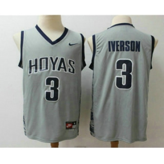 Men's Georgetown Hoyas #3 Allen Iverson Gray College Basketball Nike Jersey - Ujersey