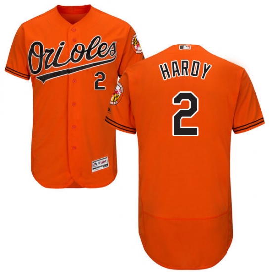 Men's Majestic Baltimore Orioles #2 J.J. Hardy Orange Alternate Flex Base Authentic Collection MLB Jersey - Ujersey