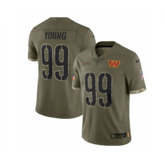 Men's Washington Commanders #99 Chase Young 2022 Olive Salute To Service Limited Stitched Jersey - Ujersey