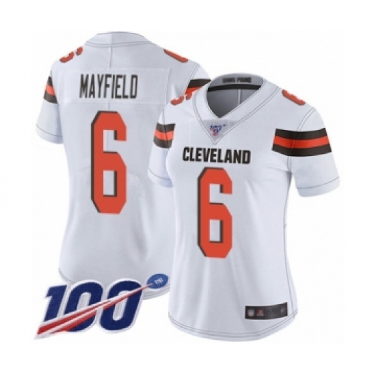 Women's Cleveland Browns #6 Baker Mayfield White 100th Season Vapor Untouchable Limited Player Football Jersey - Ujersey